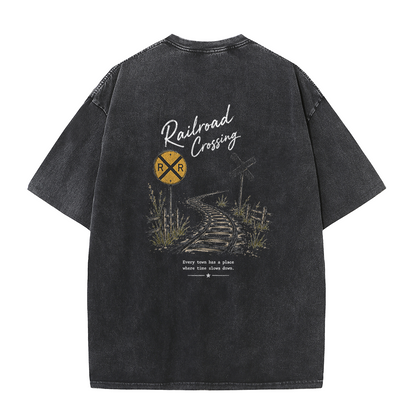 Railroad Memories Graphic Vintage Washed T-Shirt