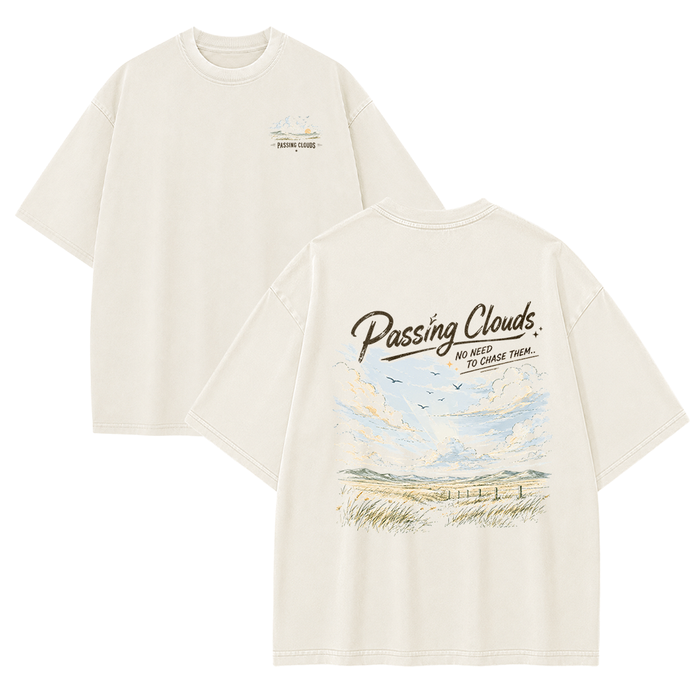 Passing Clouds Across Open Fields Vintage Washed T-Shirt