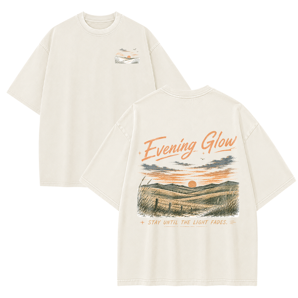 Evening Glow Across Rolling Hills Vintage Washed T-Shirt