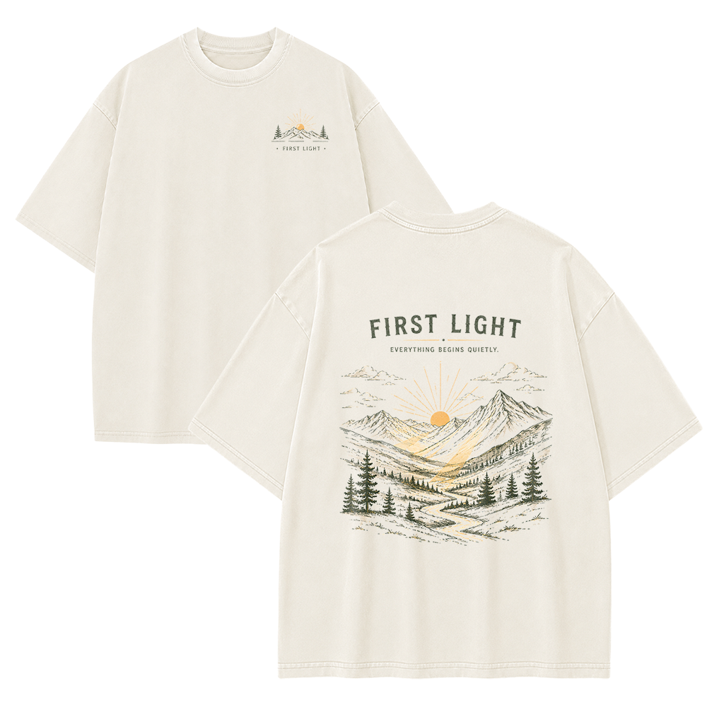 First Light Over the Mountains Vintage Washed T-Shirt