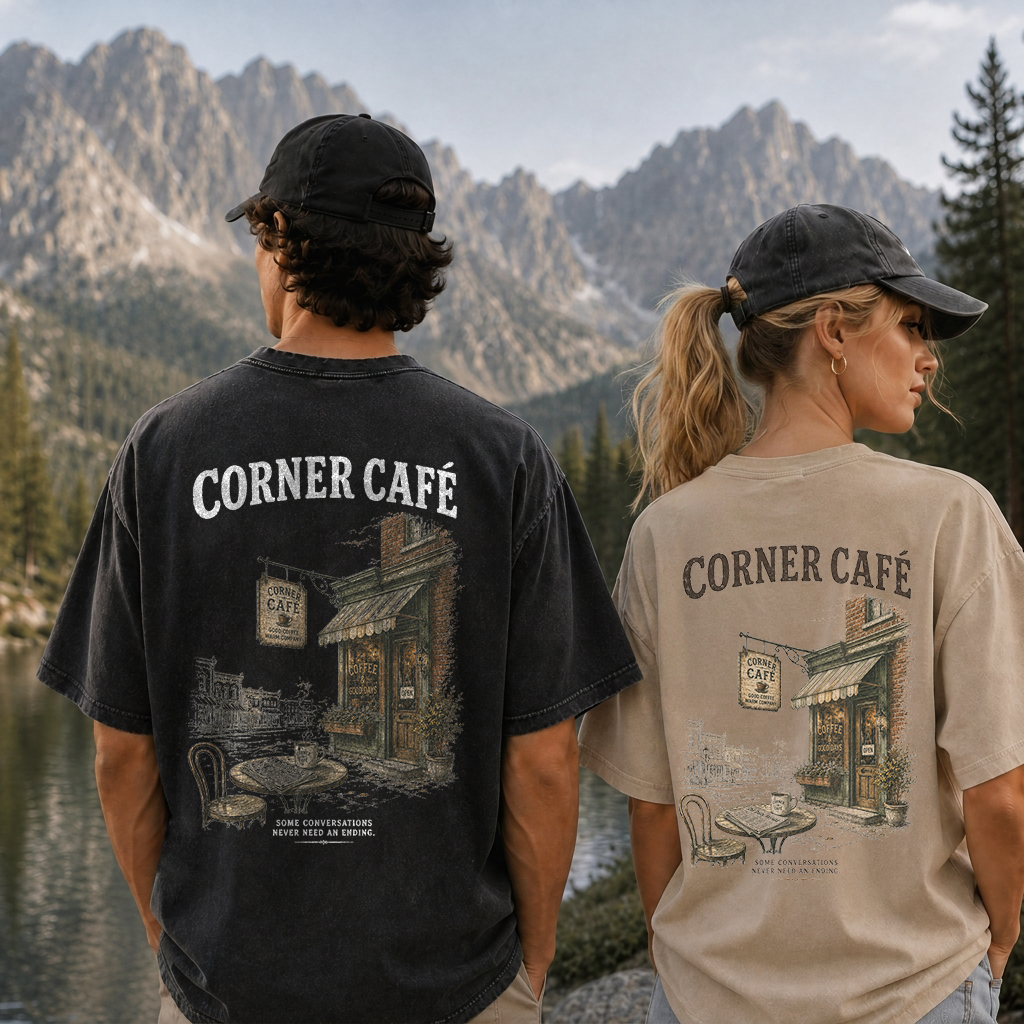 Morning Coffee Graphic Vintage Washed T-Shirt