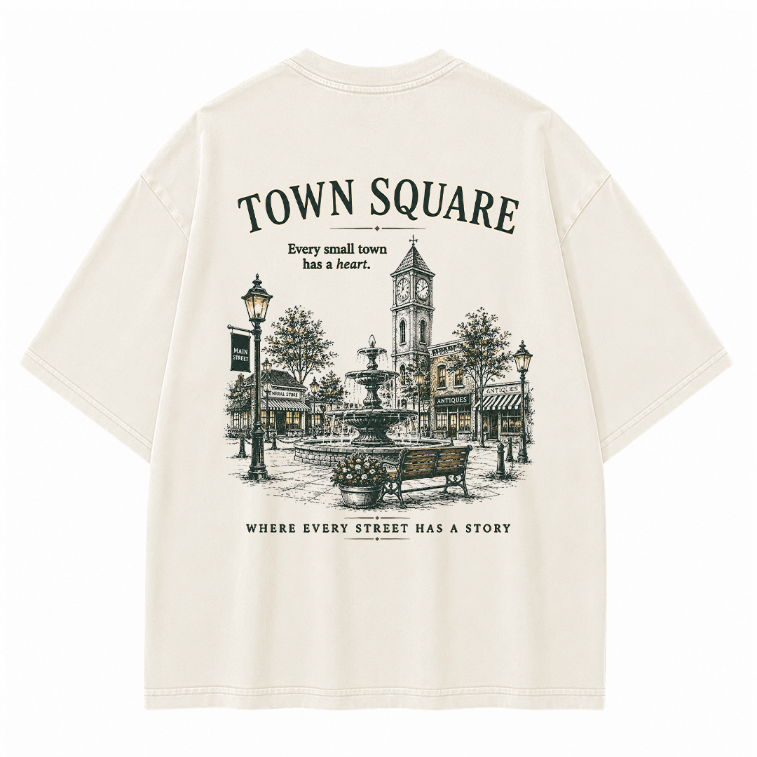 T-Shirt mit Grafik vom historischen Marktplatz im Vintage-Look