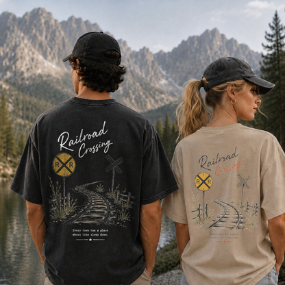 Railroad Memories Graphic Vintage Washed T-Shirt