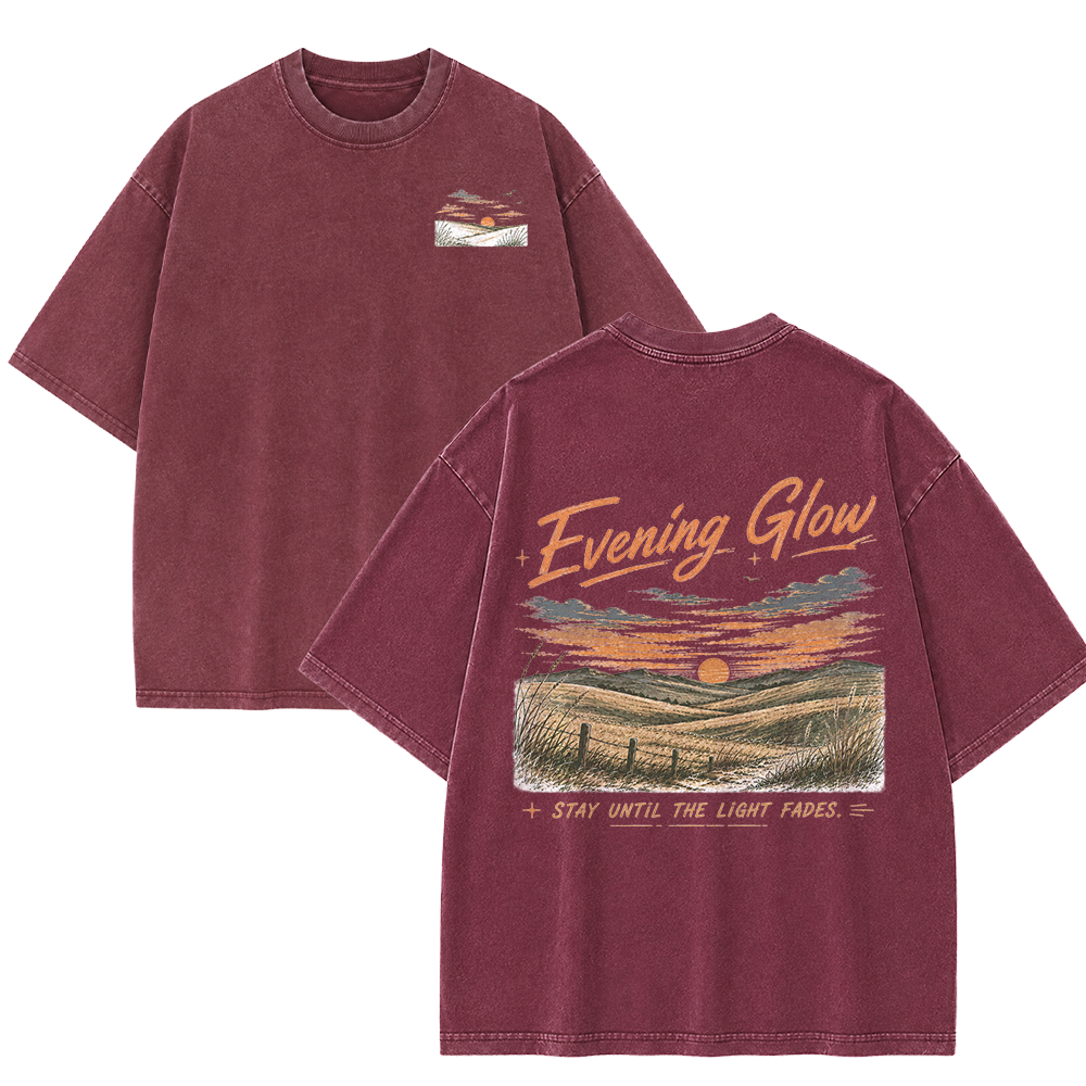 Evening Glow Across Rolling Hills Vintage Washed T-Shirt