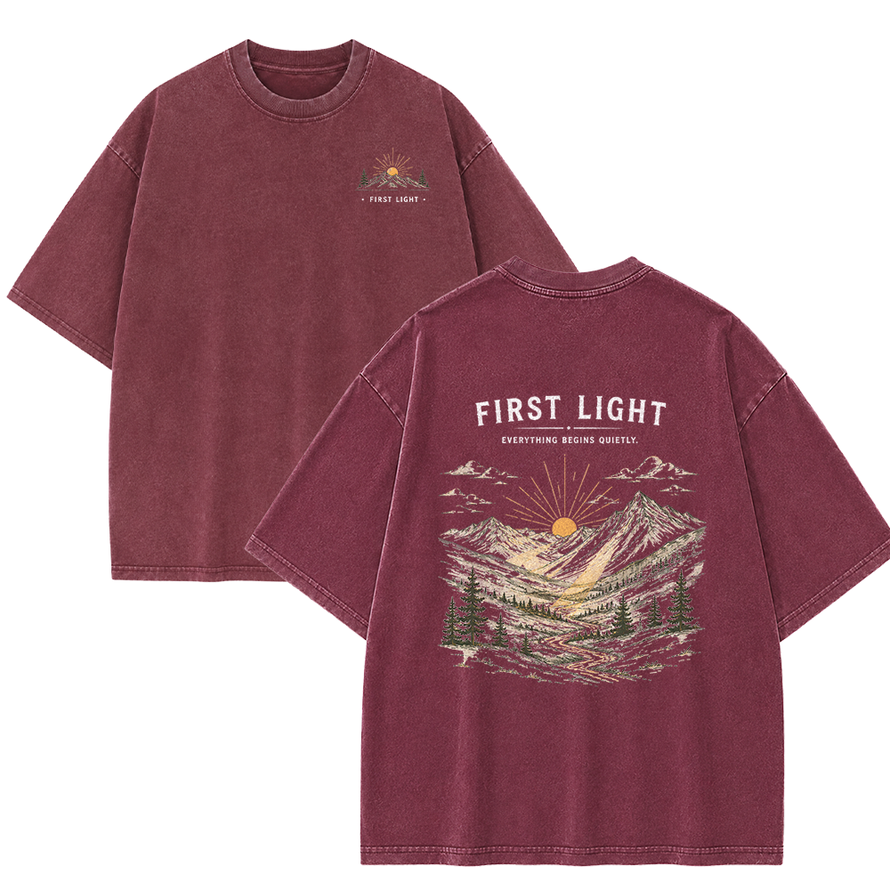First Light Over the Mountains Vintage Washed T-Shirt