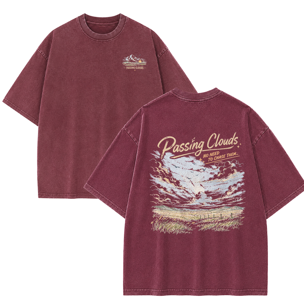 Passing Clouds Across Open Fields Vintage Washed T-Shirt
