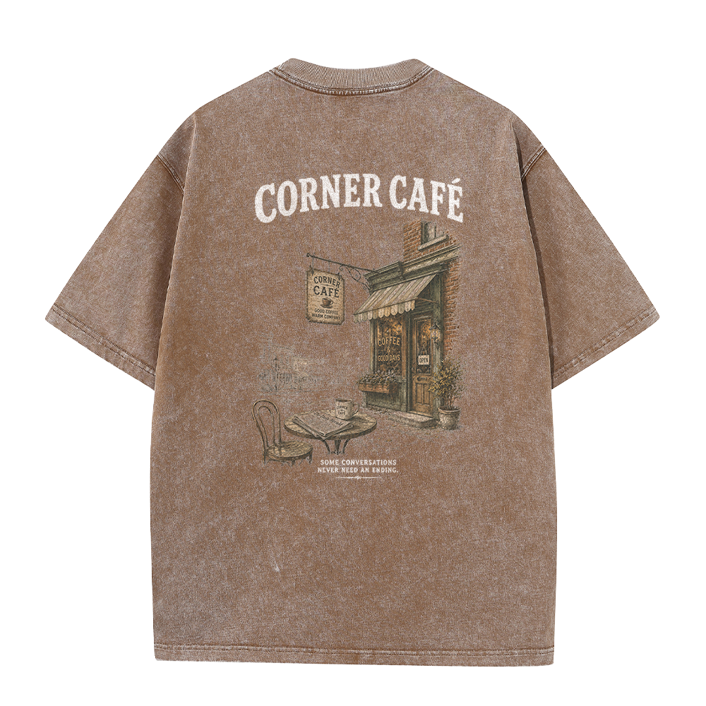 Morning Coffee Graphic Vintage Washed T-Shirt