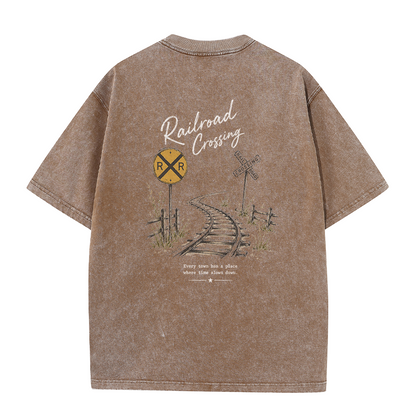 Railroad Memories Graphic Vintage Washed T-Shirt