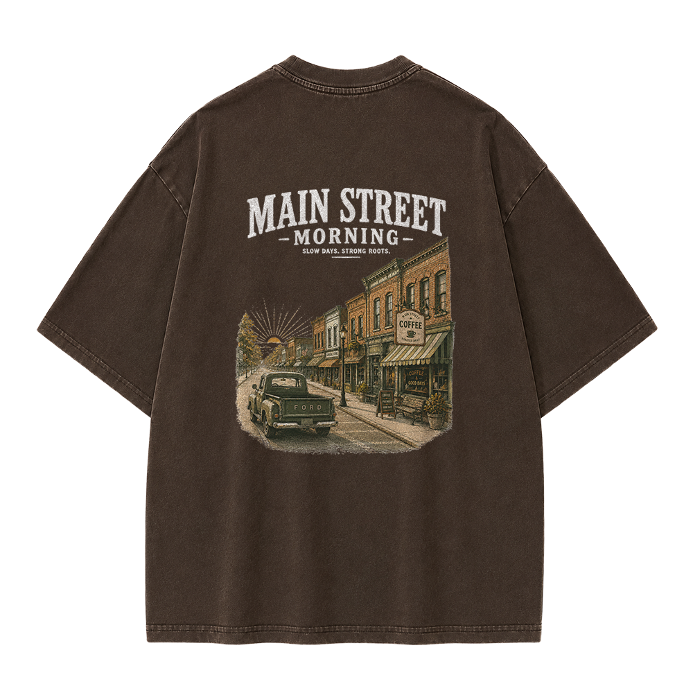 Main Street Morning Vintage Washed Graphic T-Shirt