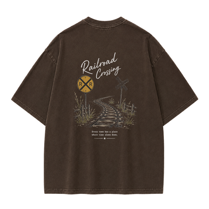 Railroad Memories Graphic Vintage Washed T-Shirt