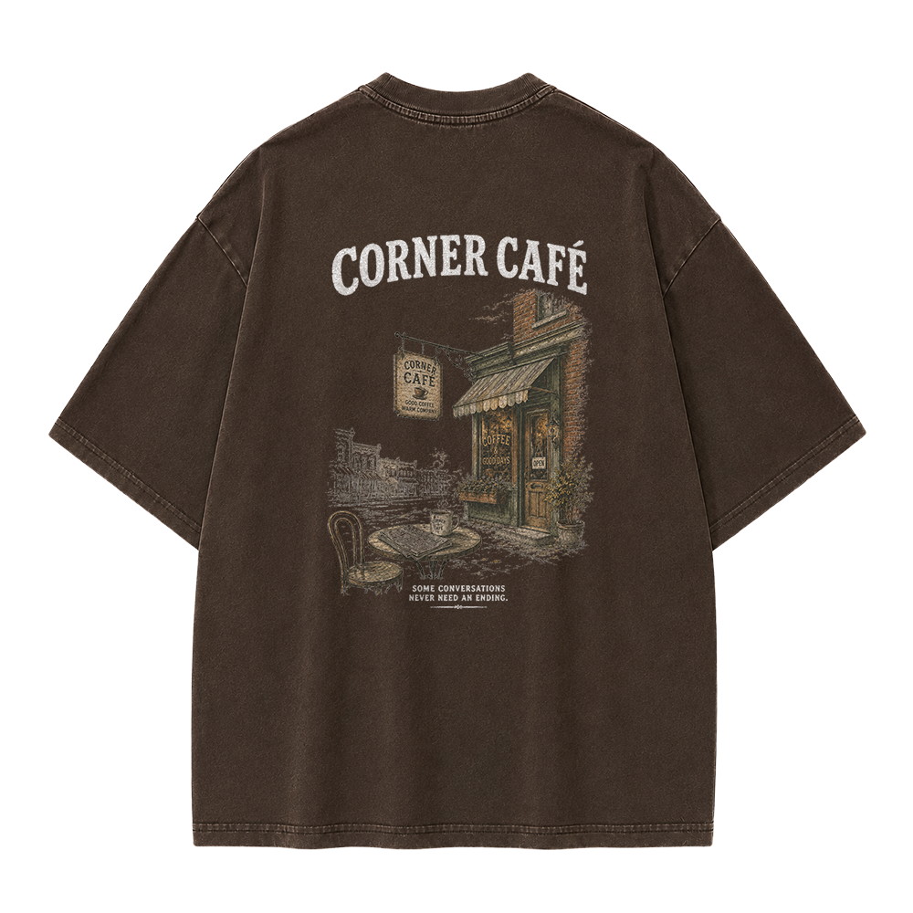 Morning Coffee Graphic Vintage Washed T-Shirt