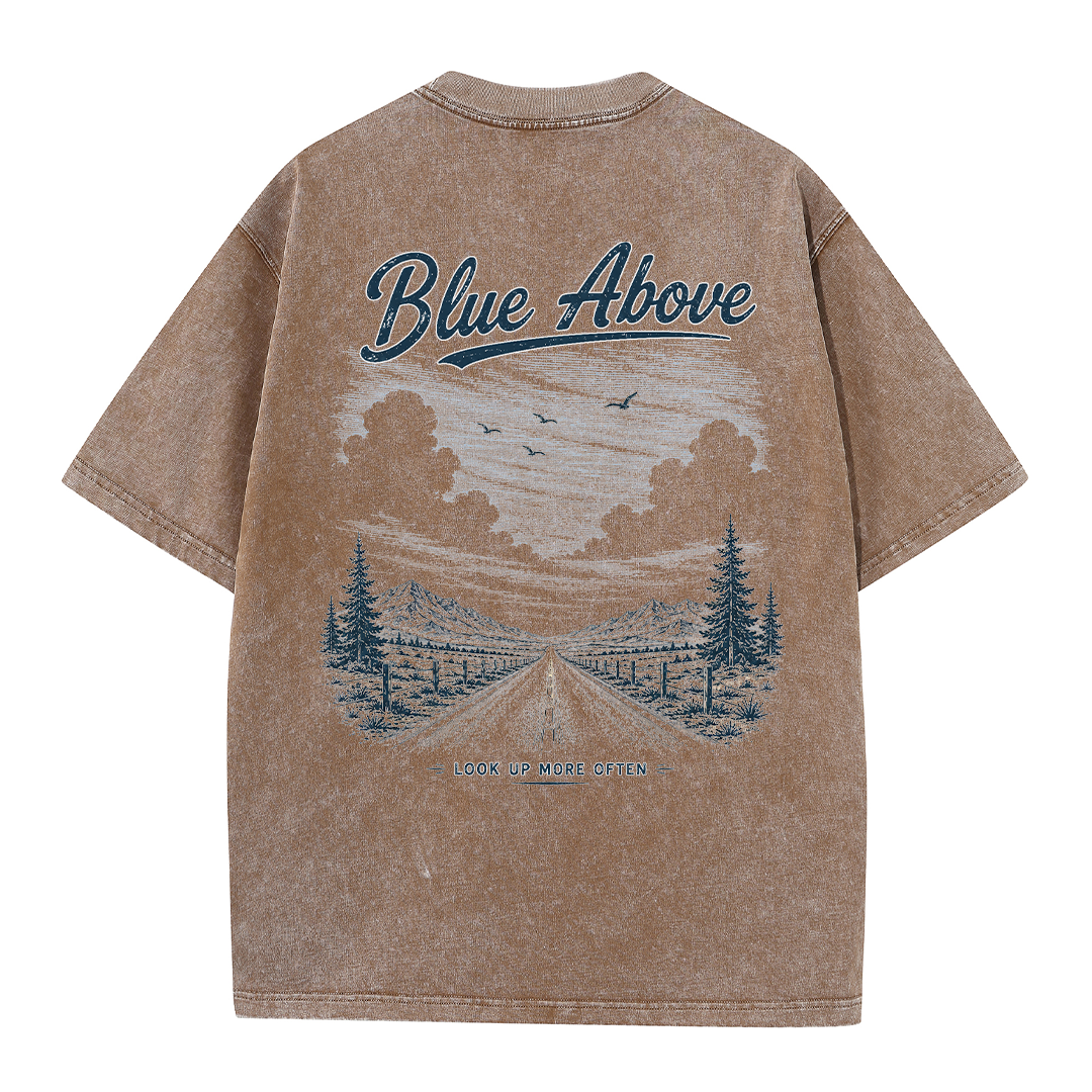 Blue Above Beyond the Horizon Vintage Washed T-Shirt