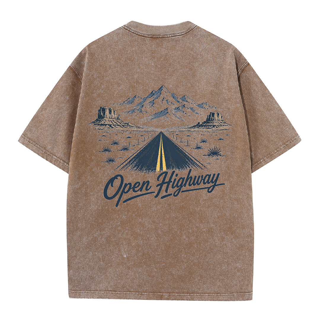 Open Highway Desert Road Vintage Washed T-Shirt