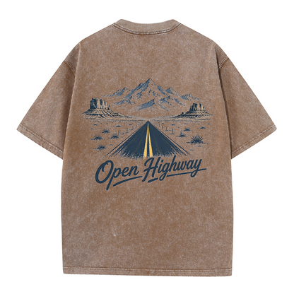Open Highway Desert Road Vintage Washed T-Shirt