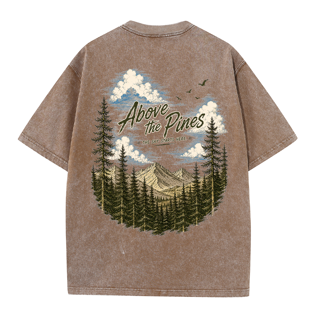 Above the Pines Beneath Endless Skies Vintage Washed T-Shirt