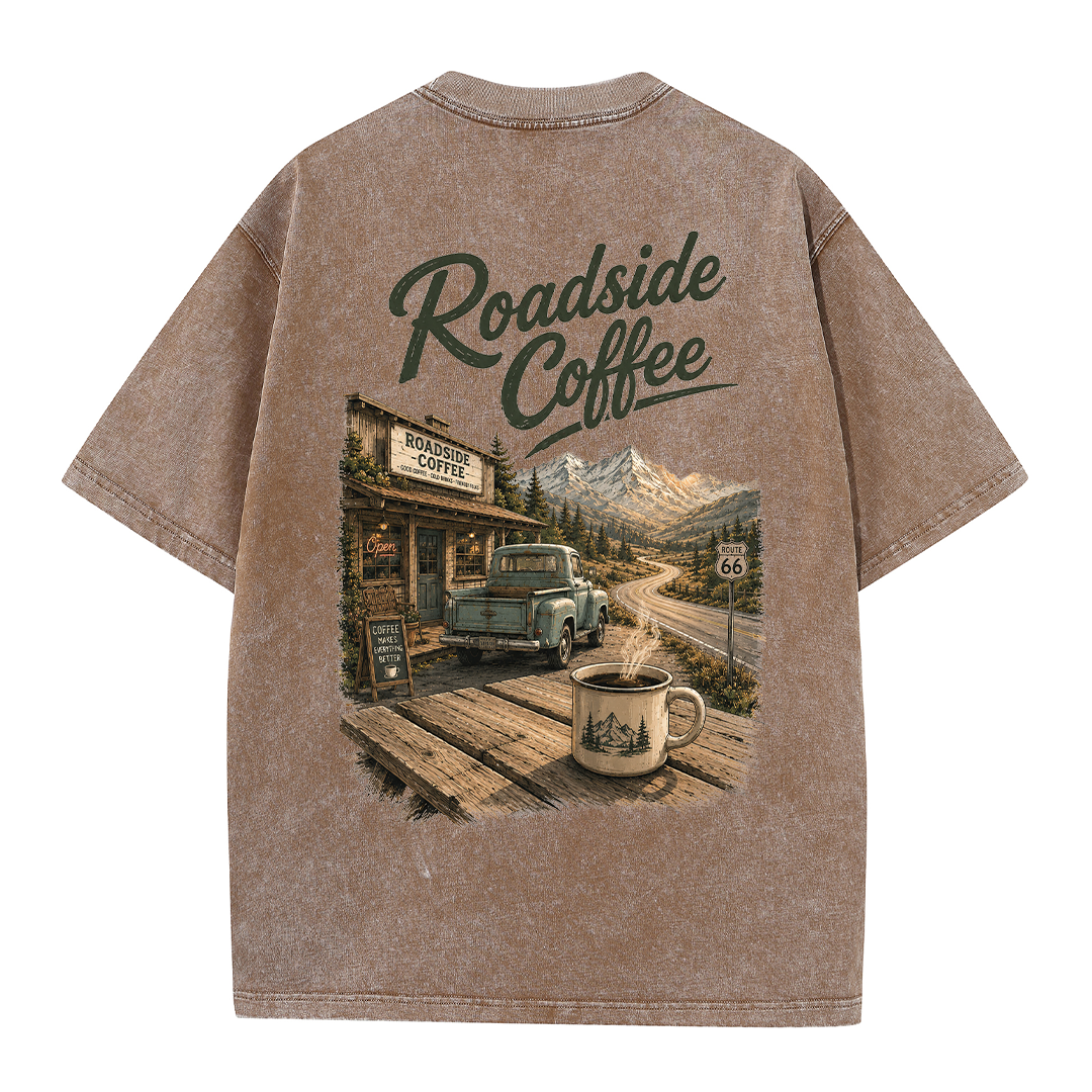 Roadside Coffee Mountain Stop Vintage Washed T-Shirt