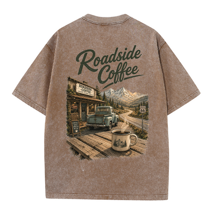Roadside Coffee Mountain Stop Vintage Washed T-Shirt