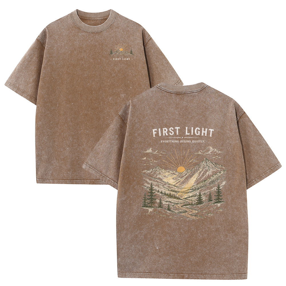 First Light Over the Mountains Vintage Washed T-Shirt