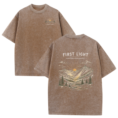 First Light Over the Mountains Vintage Washed T-Shirt