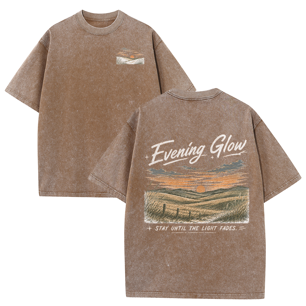 Evening Glow Across Rolling Hills Vintage Washed T-Shirt