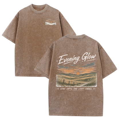 Evening Glow Across Rolling Hills Vintage Washed T-Shirt