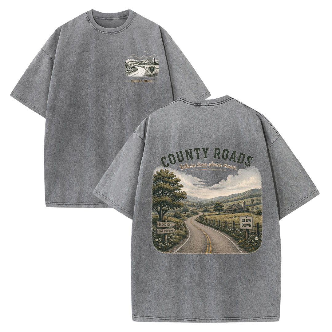 Where the Quiet Roads Lead Vintage Washed T-Shirt