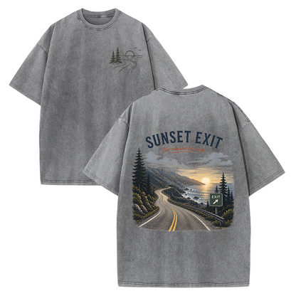 Where the Road Meets the Sunset Vintage Washed T-Shirt