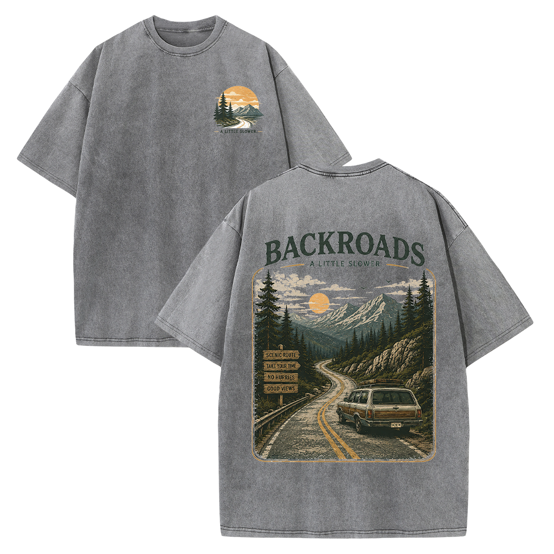 Backroads Vintage Washed Graphic T-Shirt