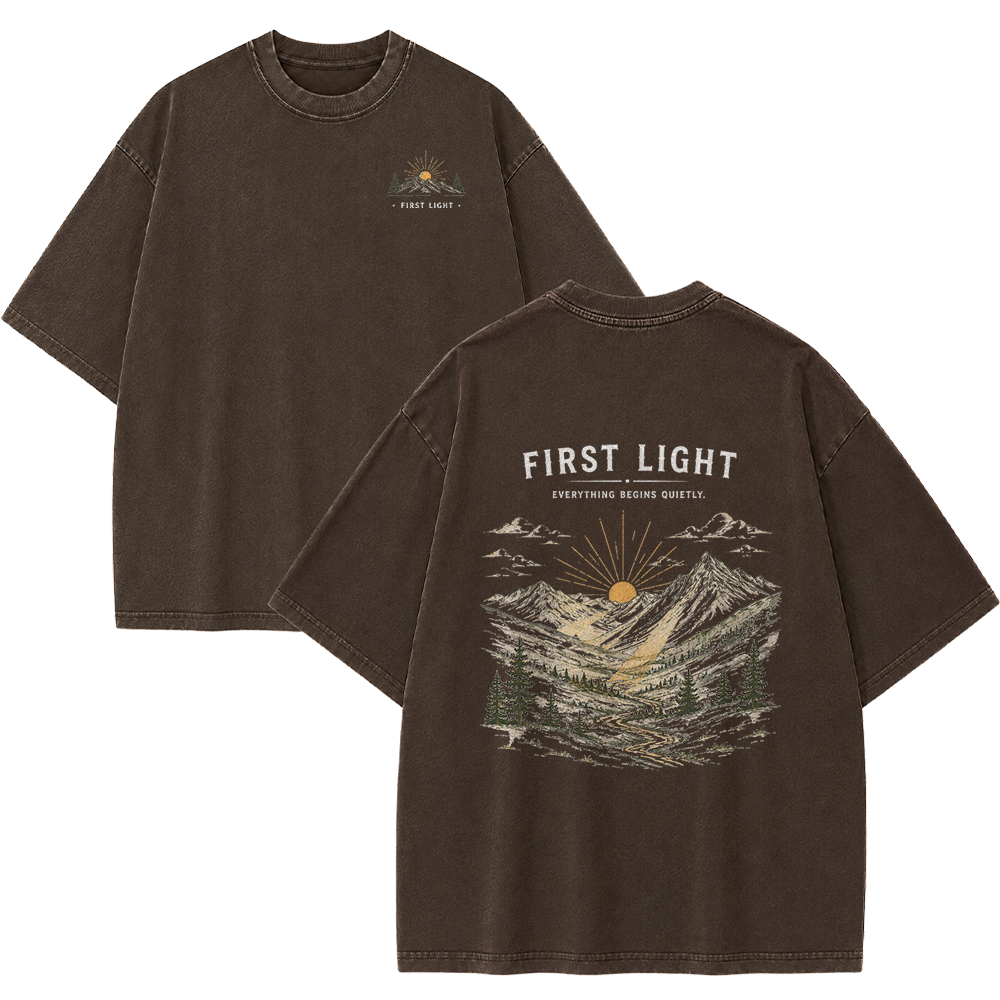 First Light Over the Mountains Vintage Washed T-Shirt