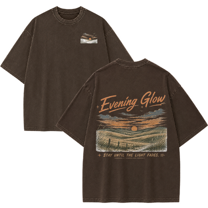 Evening Glow Across Rolling Hills Vintage Washed T-Shirt