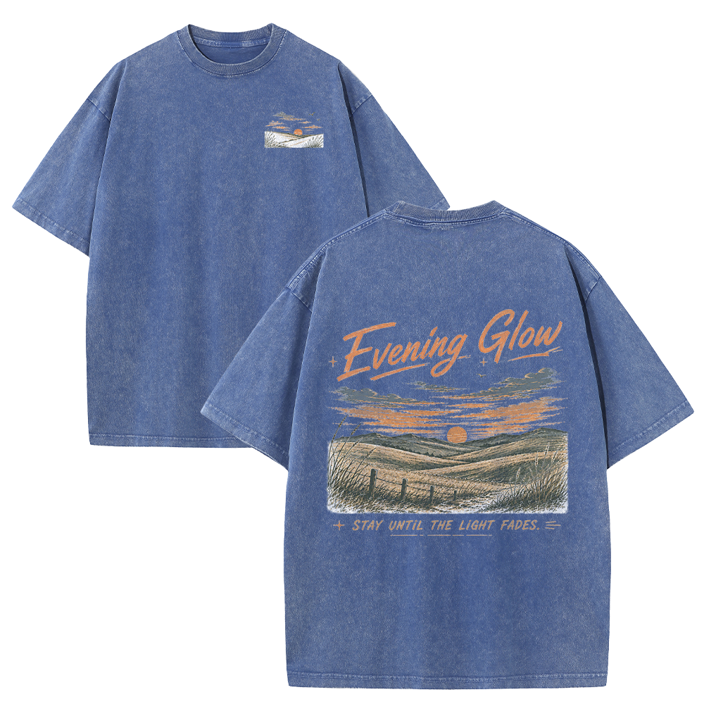 Evening Glow Across Rolling Hills Vintage Washed T-Shirt