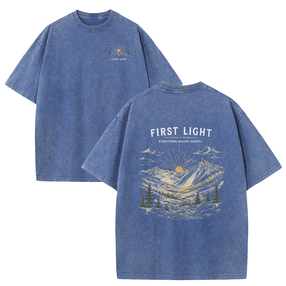 First Light Over the Mountains Vintage Washed T-Shirt