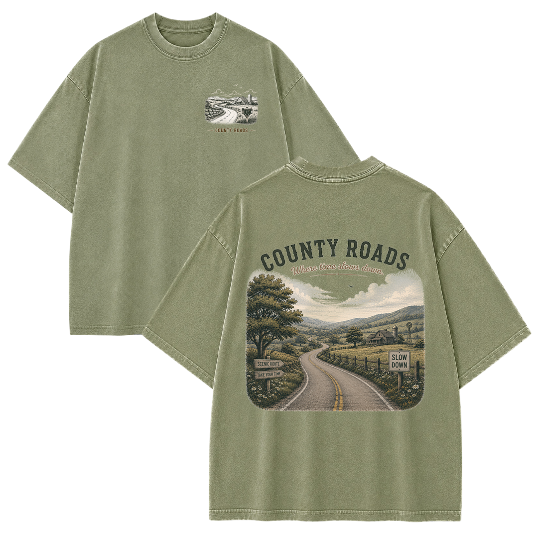 Where the Quiet Roads Lead Vintage Washed T-Shirt