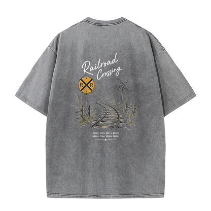 Railroad Memories Graphic Vintage Washed T-Shirt