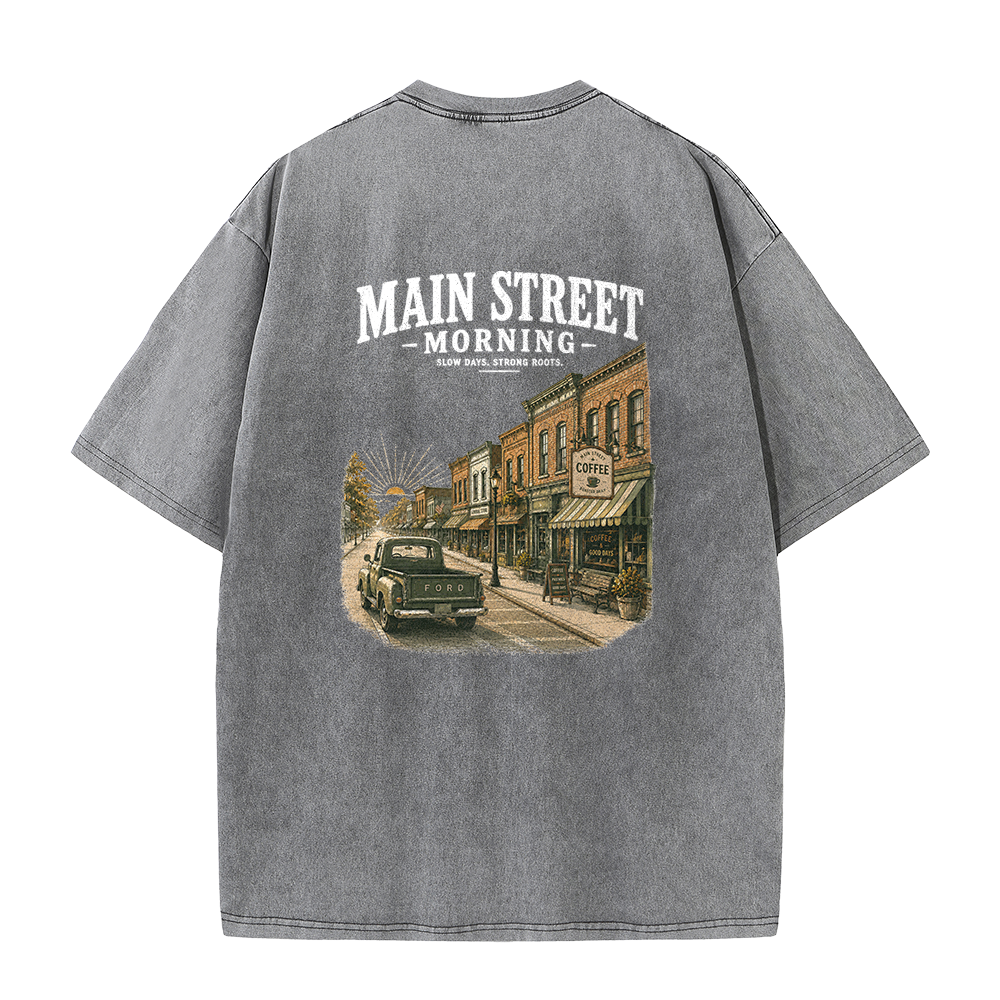 Main Street Morning Vintage Washed Graphic T-Shirt