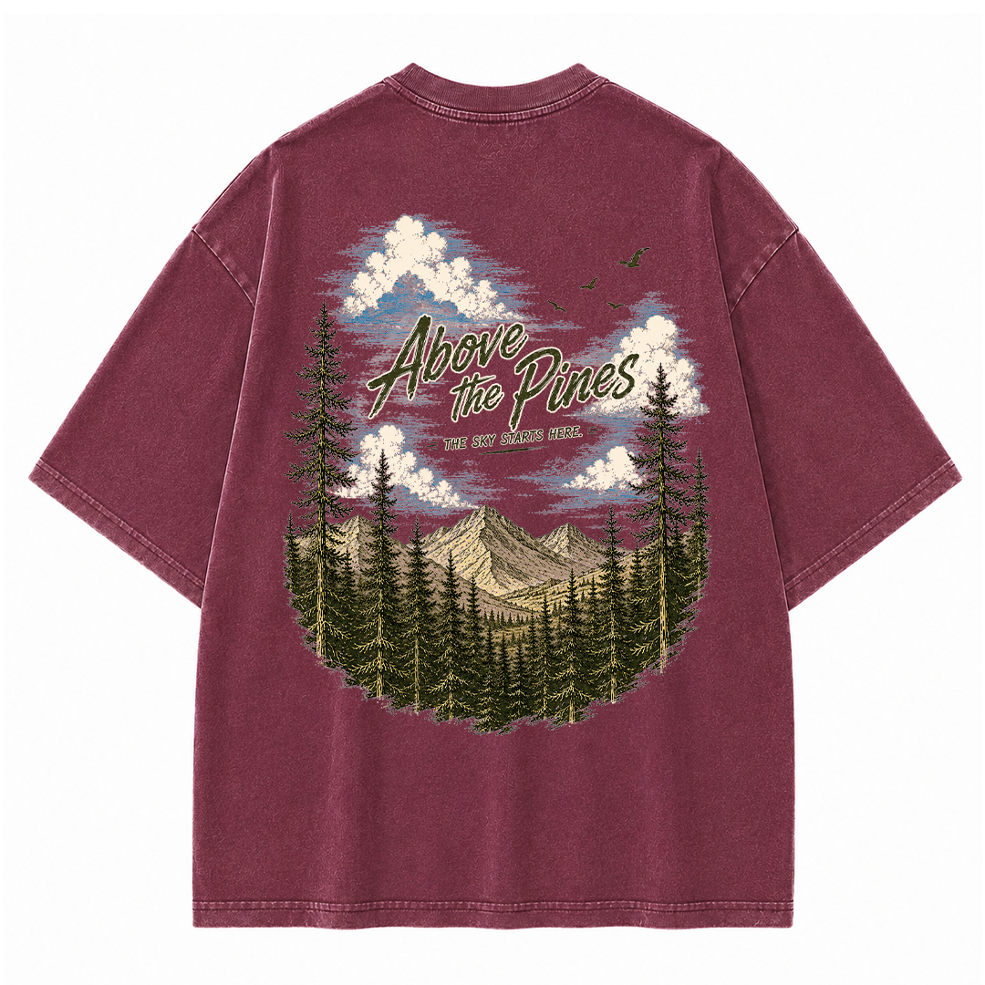 Above the Pines Beneath Endless Skies Vintage Washed T-Shirt