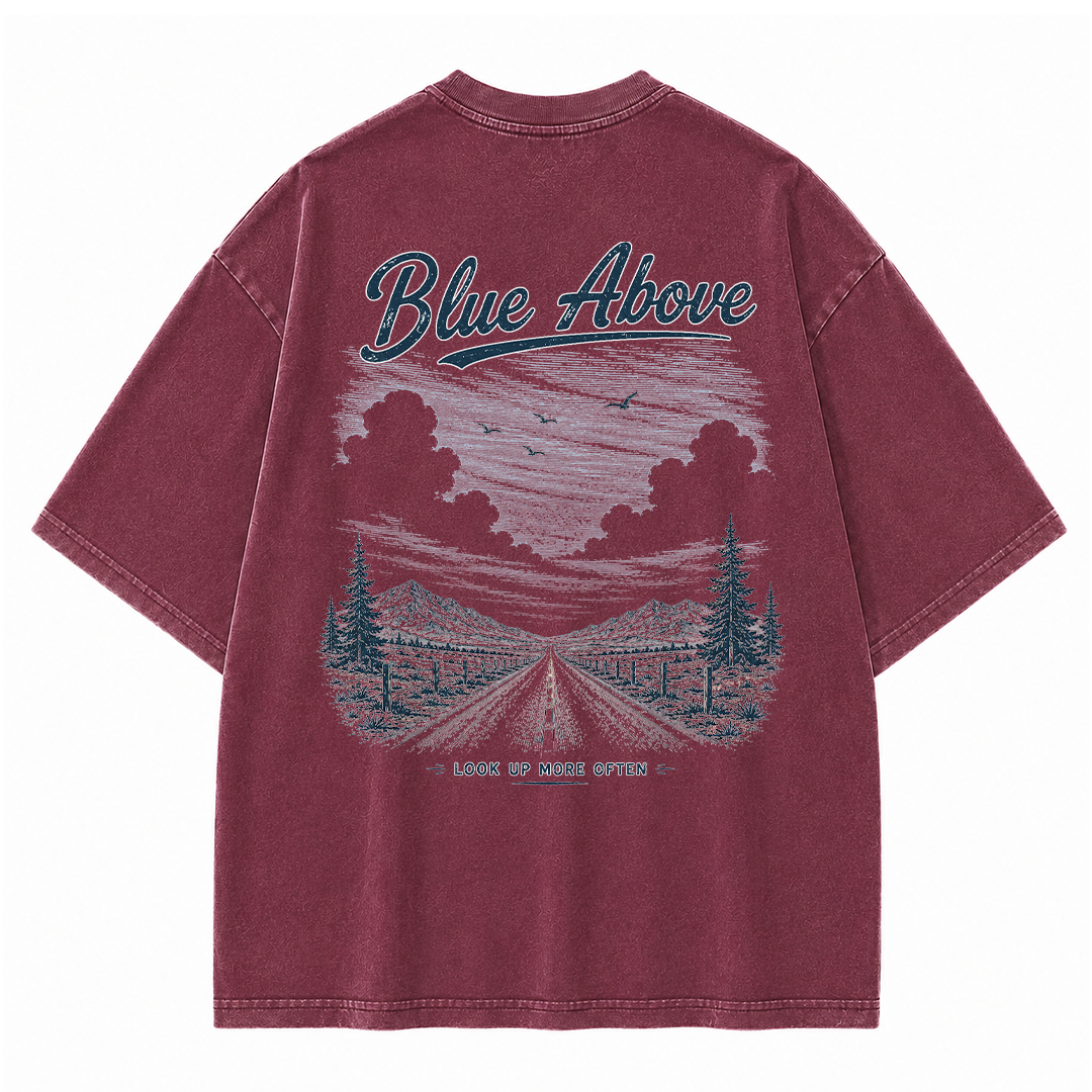 Blue Above Beyond the Horizon Vintage Washed T-Shirt