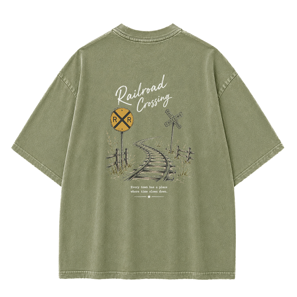 Railroad Memories Graphic Vintage Washed T-Shirt