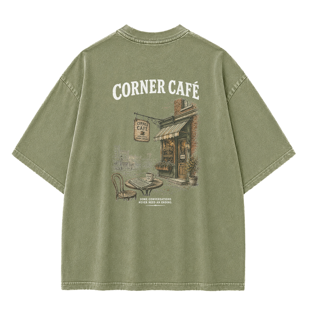 Morning Coffee Graphic Vintage Washed T-Shirt