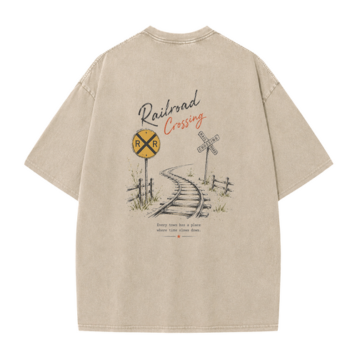 Railroad Memories Graphic Vintage Washed T-Shirt