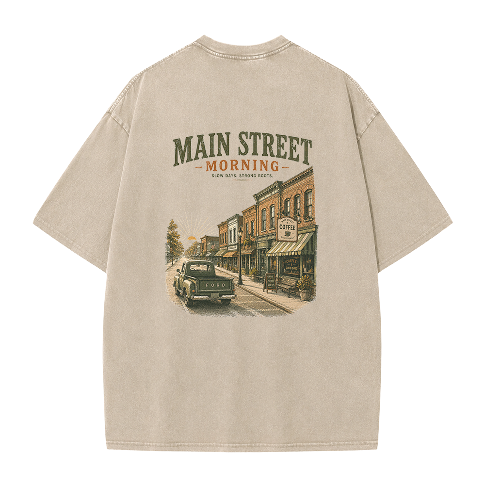 Main Street Morning Vintage Washed Graphic T-Shirt