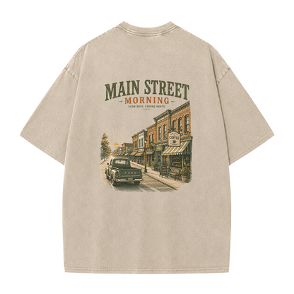 Main Street Morning Vintage Washed Graphic T-Shirt