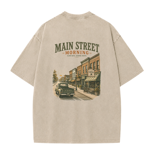 Main Street Morning Vintage Washed Graphic T-Shirt