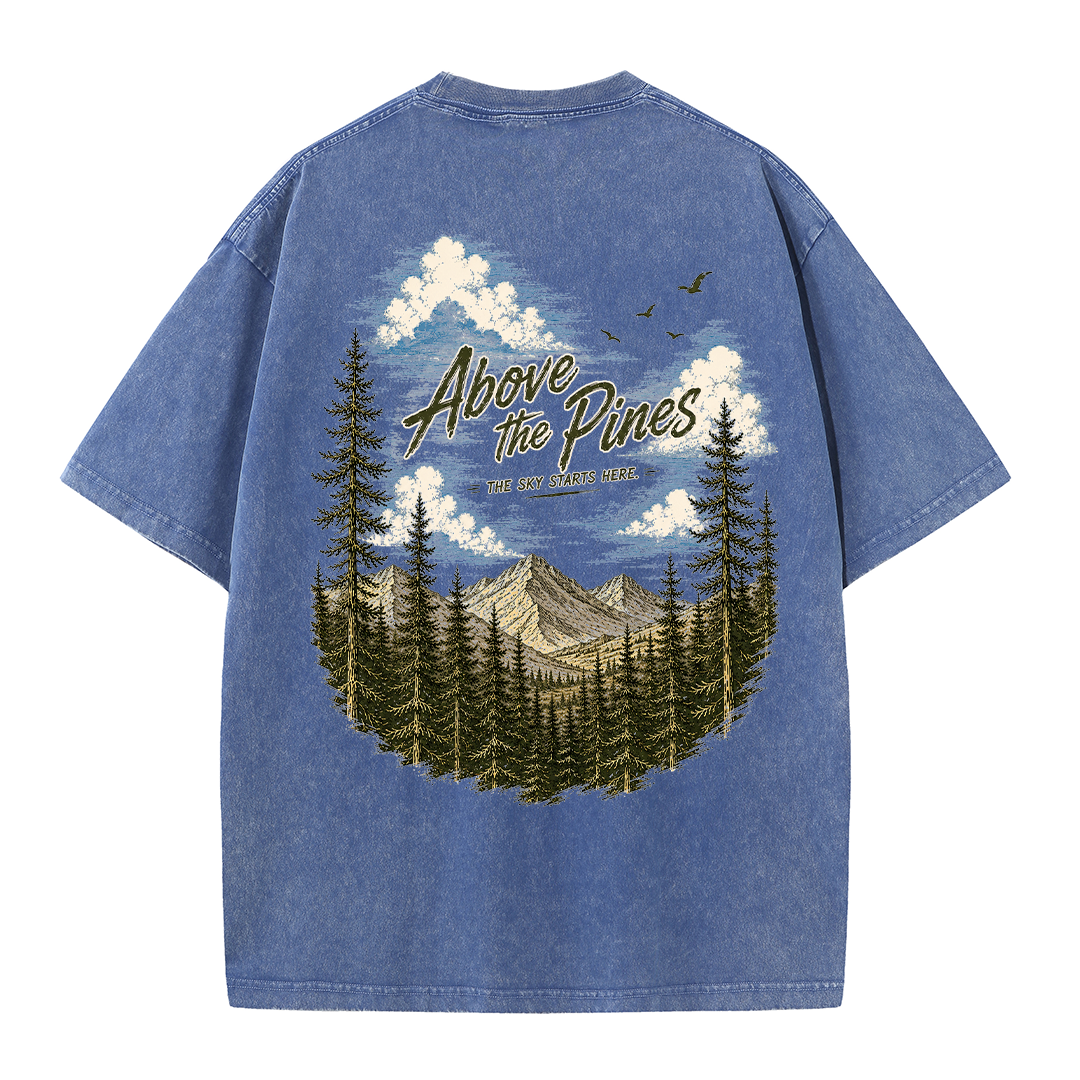 Above the Pines Beneath Endless Skies Vintage Washed T-Shirt