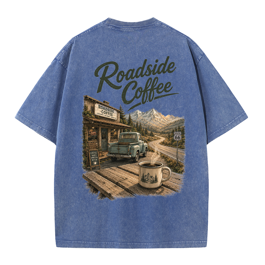 Roadside Coffee Mountain Stop Vintage Washed T-Shirt