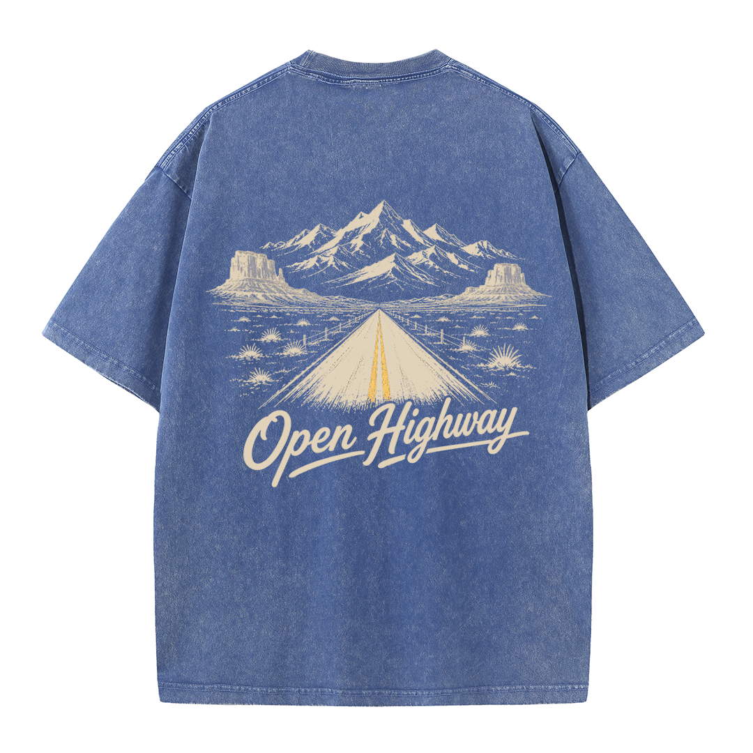 Open Highway Desert Road Vintage Washed T-Shirt