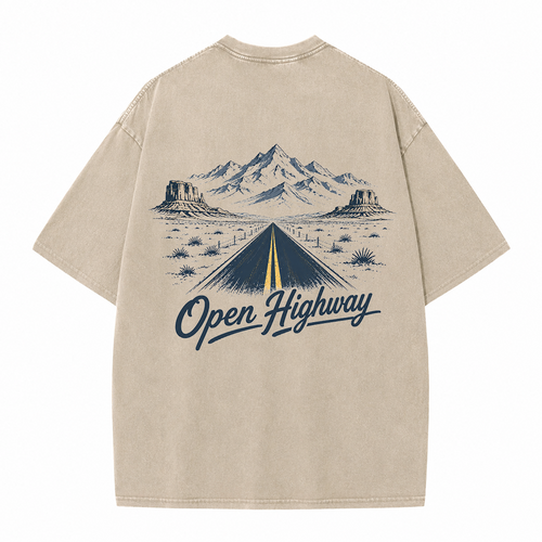 Open Highway Desert Road Vintage Washed T-Shirt