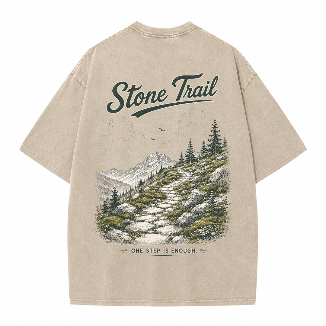 Stone Trail Beneath Quiet Peaks Vintage Washed T-Shirt