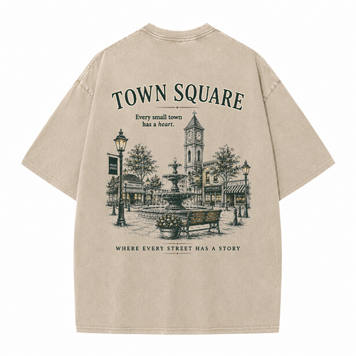 T-Shirt mit Grafik vom historischen Marktplatz im Vintage-Look