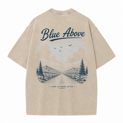 Blue Above Beyond the Horizon Vintage Washed T-Shirt